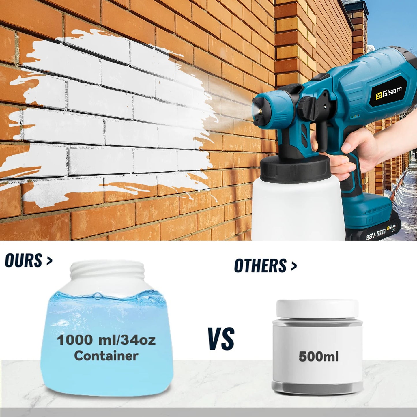 Gisam 1000ML Cordless Electric Spray Gun EU Plug