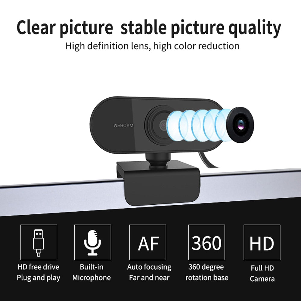 Webcam 1080P Full HD Web Camera With Microphone - Elec Tech Devices