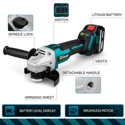 Gisam 125mm M14 Brushless Angle Grinder EU Plug