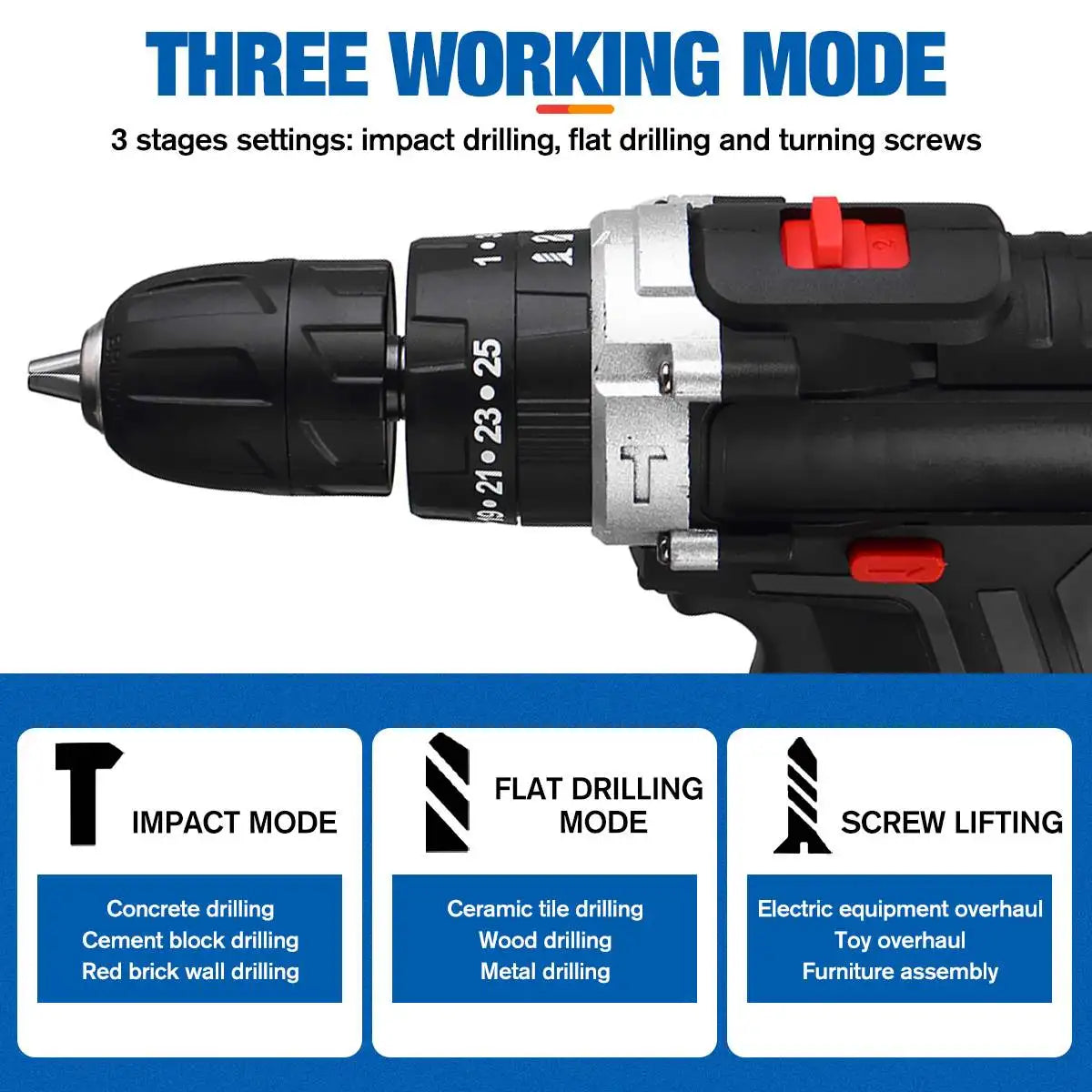 Gisam 88VF Cordless Electric Impact Drill EU Plug