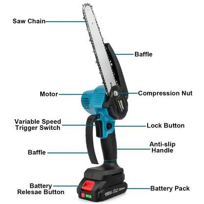 Gisam 8 Inch Brushless Cordless Mini Chain Saw EU Plug