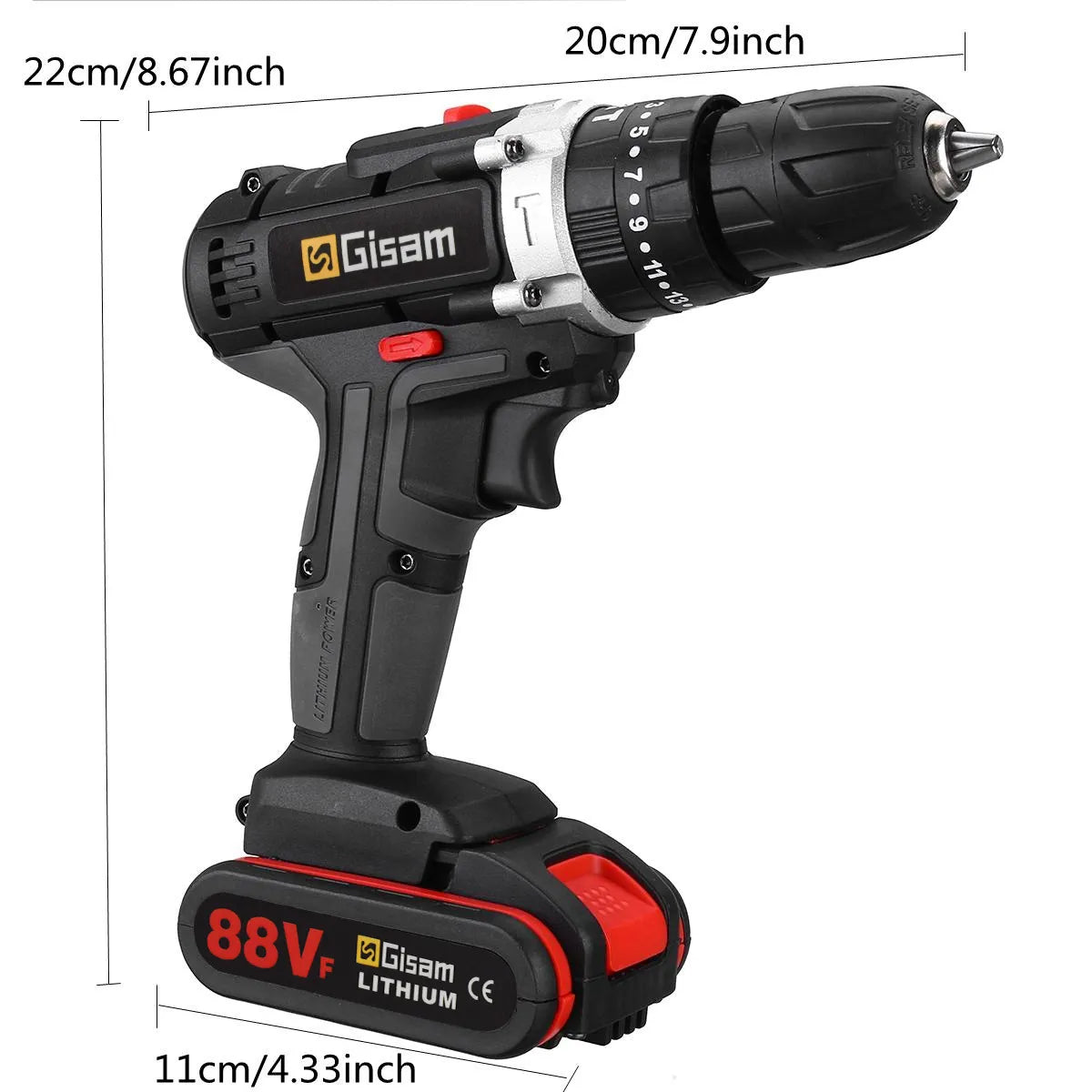 Gisam 88VF Cordless Electric Impact Drill EU Plug