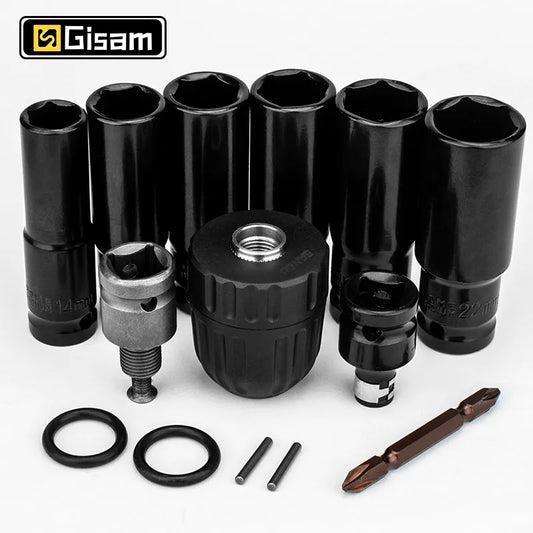 Gisam 14Pcs Impact Wrench Hexs Socket Adapter Kit