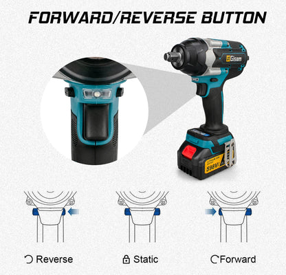 Gisam 1800N.M Brushless 1/2 inch Cordless Electric Impact EU Plug